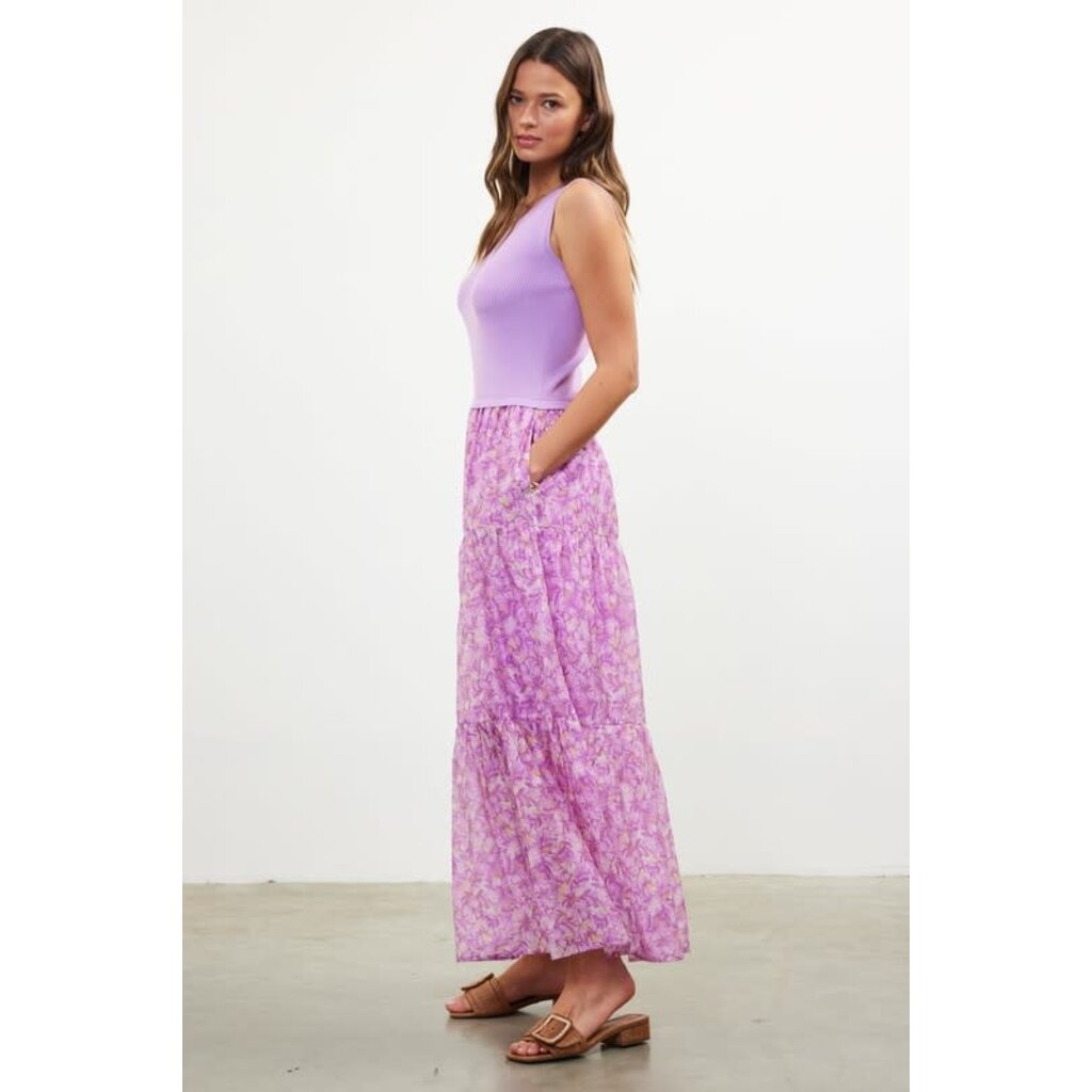 Skies Are Blue Skies Are Blue Knit to Woven Tank Dress
