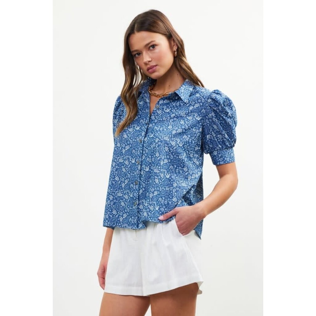Skies Are Blue Skies Are Blue Ditsy Paisley Print Blouse