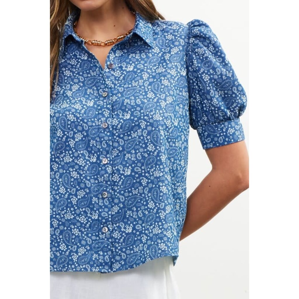Skies Are Blue Skies Are Blue Ditsy Paisley Print Blouse