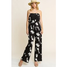 Hersy Hersy Embroidered Strapless Smocked Gauze Jumpsuit