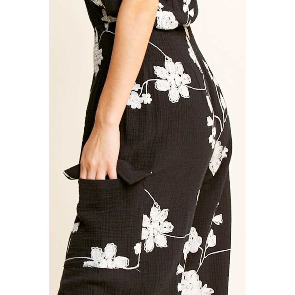 Hersy Hersy Embroidered Strapless Smocked Gauze Jumpsuit