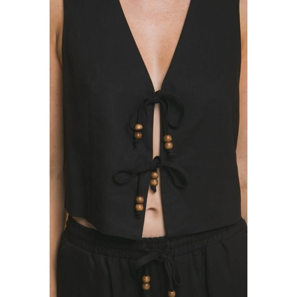 Love Tree Love Tree Linen Tie-Front Vest