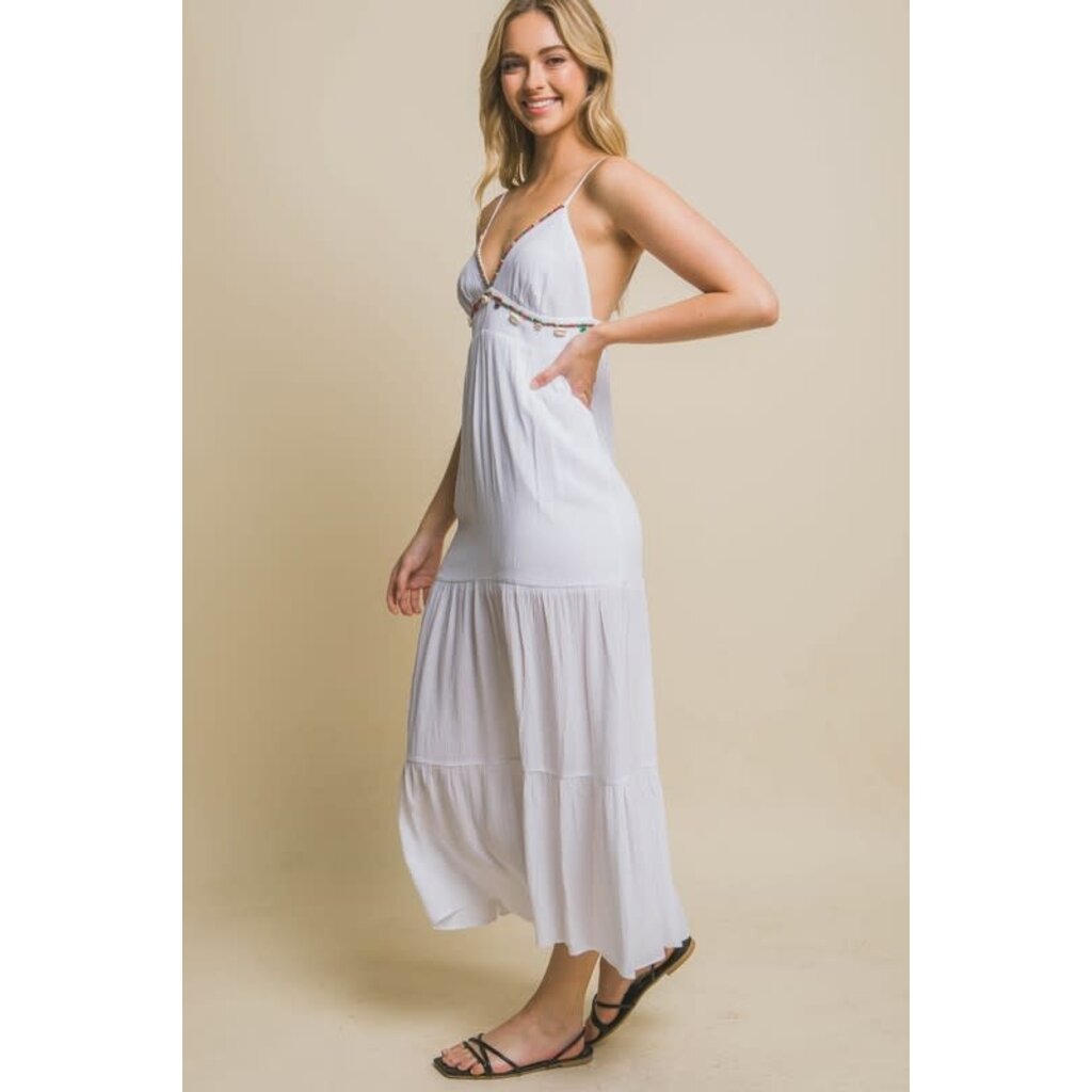 Love Tree Love Tree Woven Beaded Seashell Maxi Dress