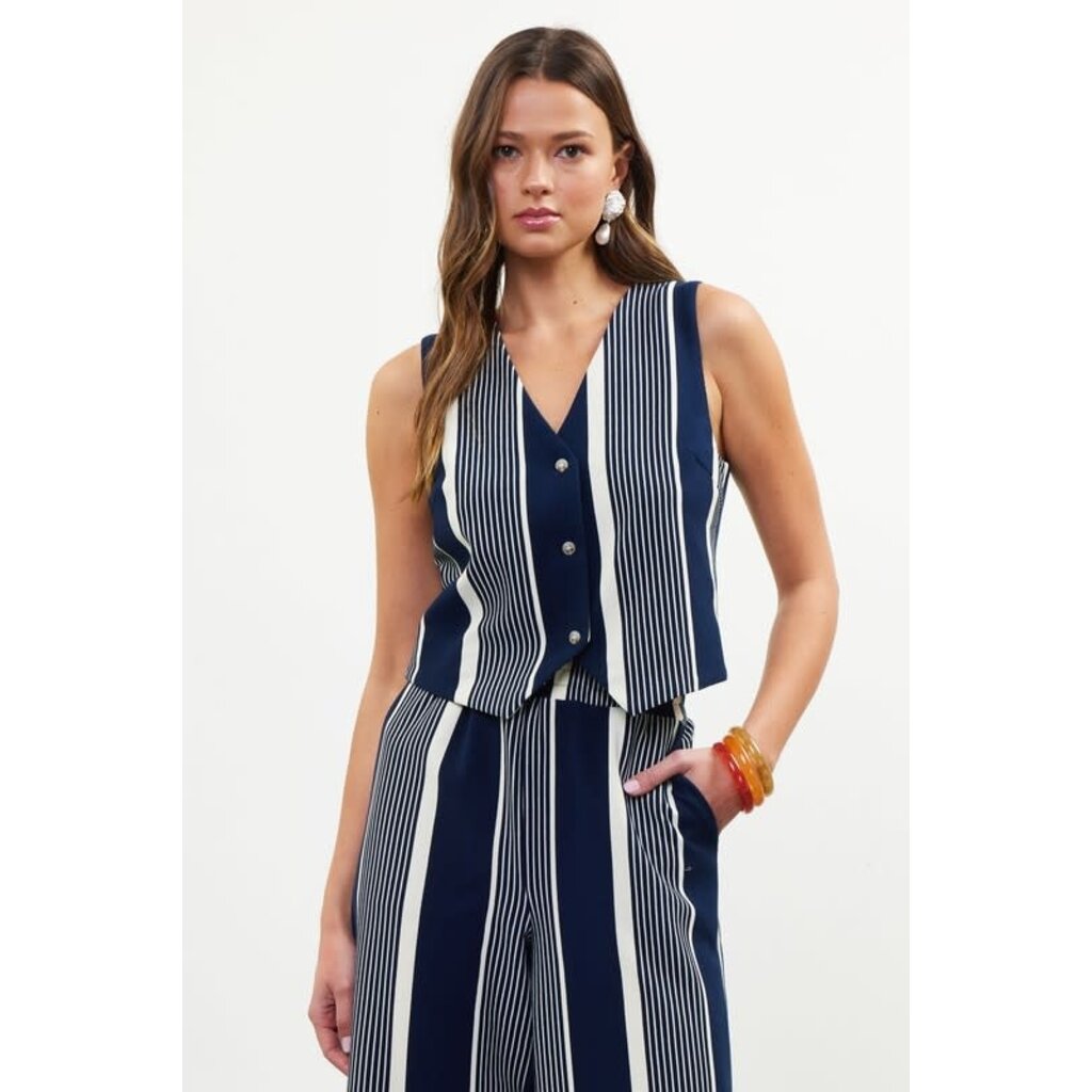 Skies Are Blue Skies Are Blue Variegated Stripe Knit Vest Top