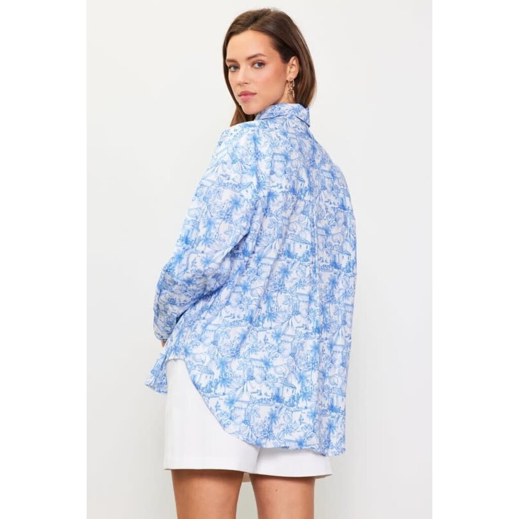 Skies Are Blue Skies Are Blue Long Sleeve Printed Button Down Shirt