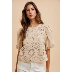 Anniewear Anniewear Mix Media Sequin Crochet Blouse
