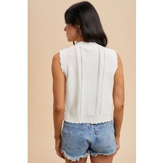 Anniewear Anniewear Textured Floral Embroidery Sweater Vest