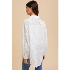 Anniewear Anniewear Flower Applique Oversized Button Down Shirt