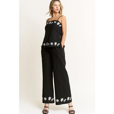 Hersy Embroidery Sleeveless Top with Pants