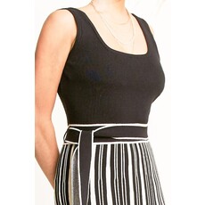 Hersy Hersy Striped Rib Knit Tank Belted Maxi Dress