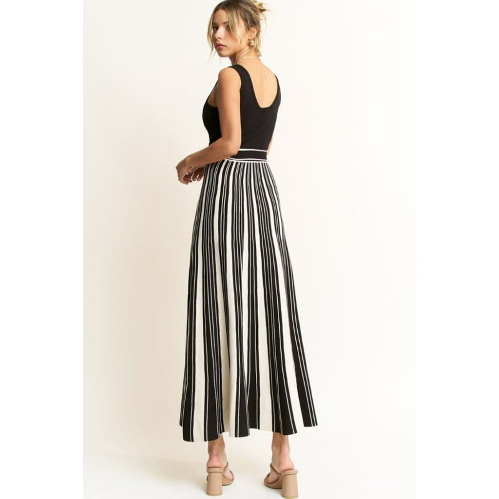 Hersy Hersy Striped Rib Knit Tank Belted Maxi Dress