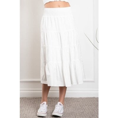 Blue Velvet Smocked Waist Long Skirt