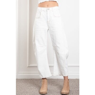Blue Velvet Elastic Waist Barrel Stretchy Jean