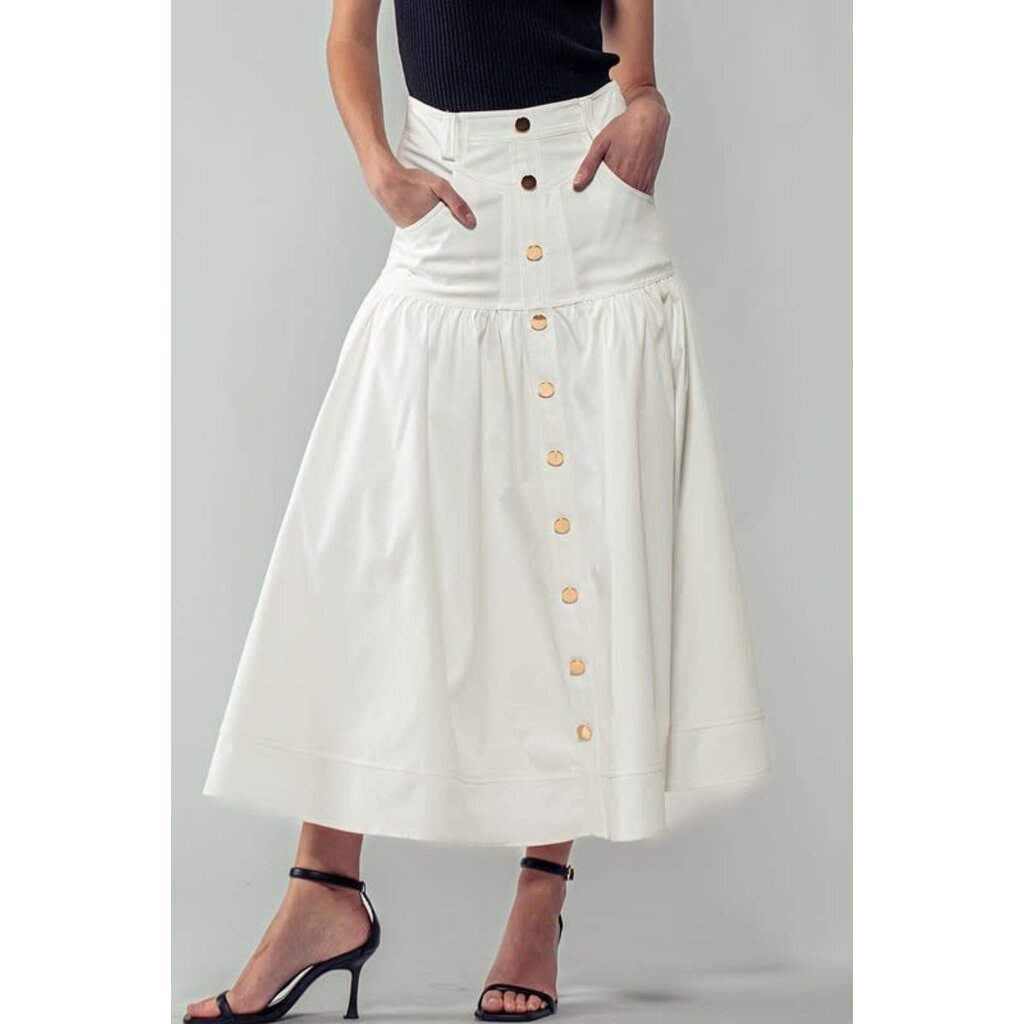 Trend Notes Trend Notes Florence High Waisted Button Midi Skirt