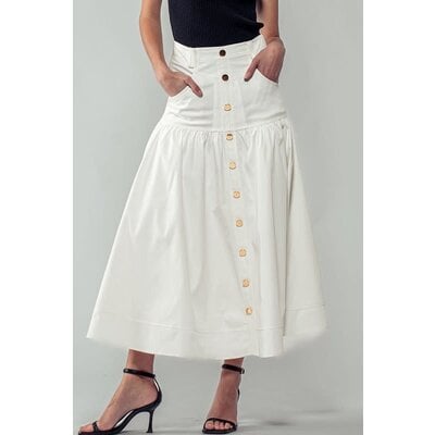 Trend Notes Florence High Waisted Button Midi Skirt