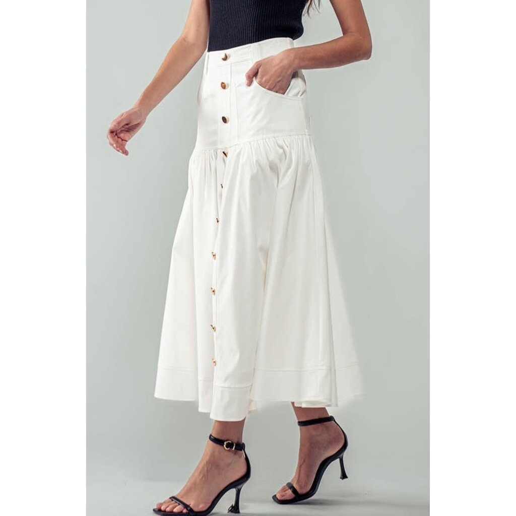Trend Notes Trend Notes Florence High Waisted Button Midi Skirt