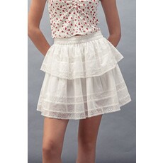 Trend Notes Trend Notes Tiered Away Lace Ruffle Miniskirt