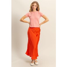 HYFVE HYFVE High Waisted Satin Midi Skirt