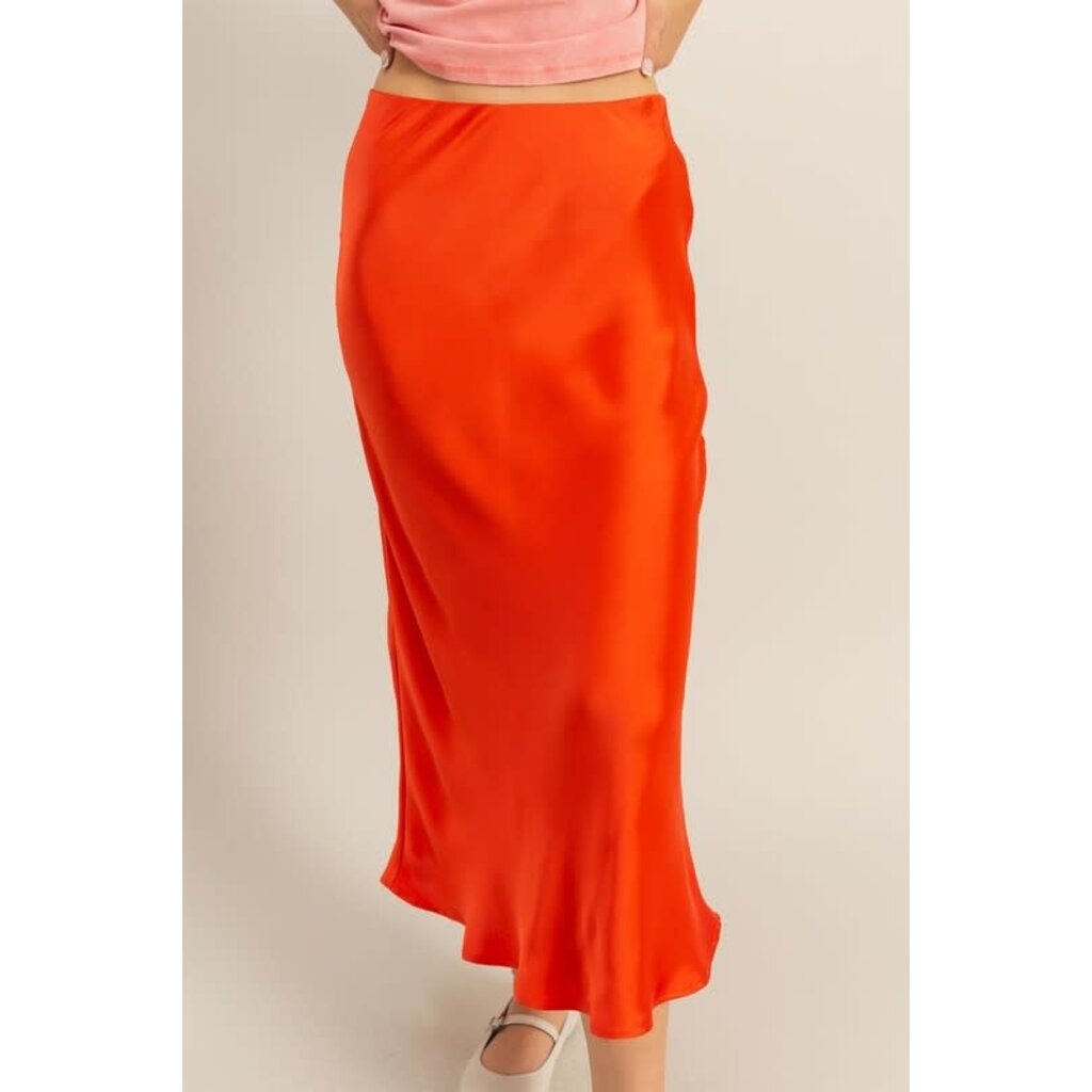 HYFVE HYFVE High Waisted Satin Midi Skirt