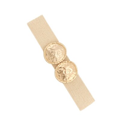Icco Accessories Double Metal Round Straw Buckle Belt