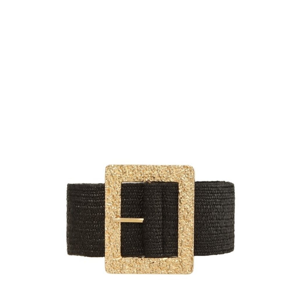 Icco Accessories Icco Metal Hammered Square Straw Elastic Belt