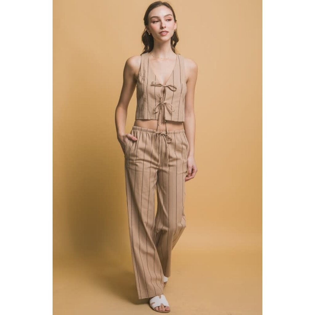 Love Tree Love Tree Stripe Drawstring Linen Pants