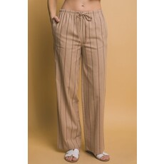 Love Tree Love Tree Stripe Drawstring Linen Pants