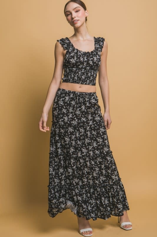 ★韓国★MILLIONDAY★RIBBONIE LONG SKIRT★3color Love Tree Floral Printed Maxi Skirt 7346SN - Bootery Boutique