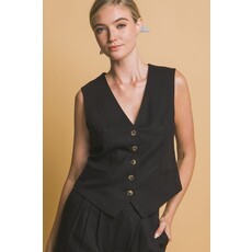 Love Tree Love Tree Linen V Neck Vest