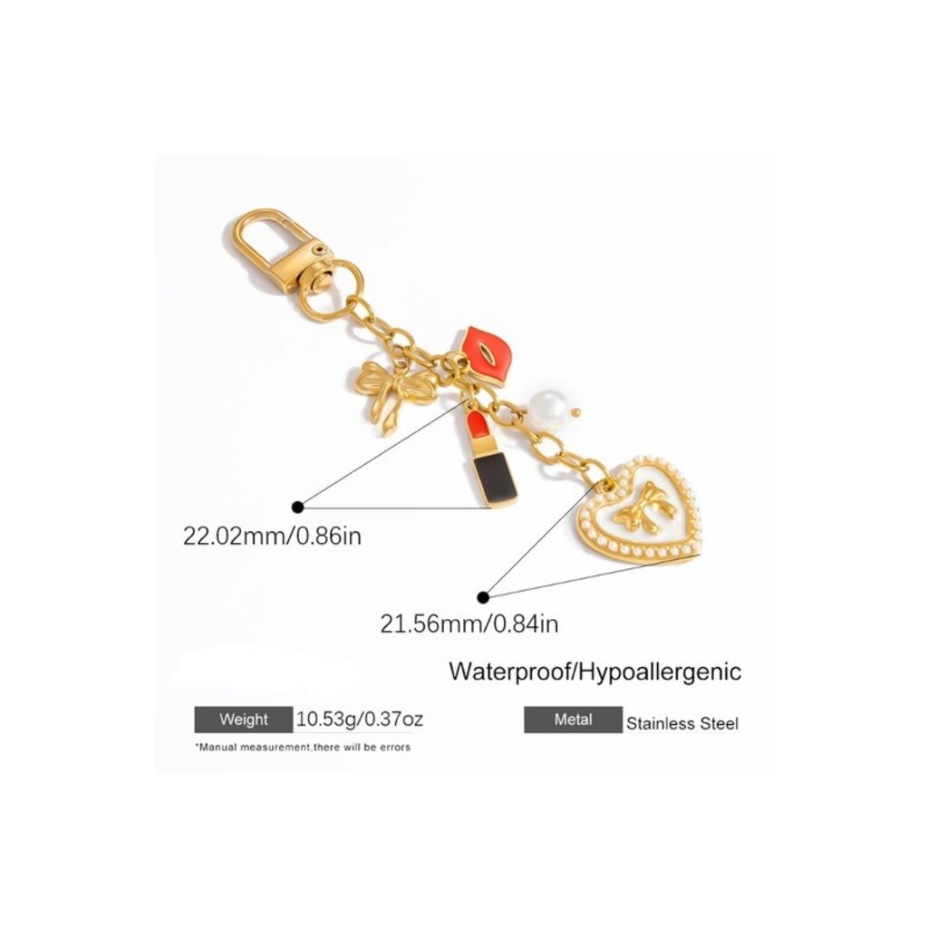 Swan Madchen Swan Madchen Pearl and Stainless Steel Charms Bag Chain