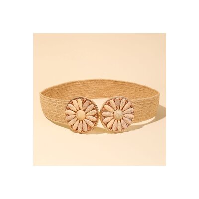 Swan Madchen Boho Straw Floral Elastic Waist Belt