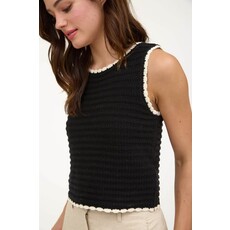 Blu Pepper Blu Pepper Crochet Knit Sleeveless Sweater Top