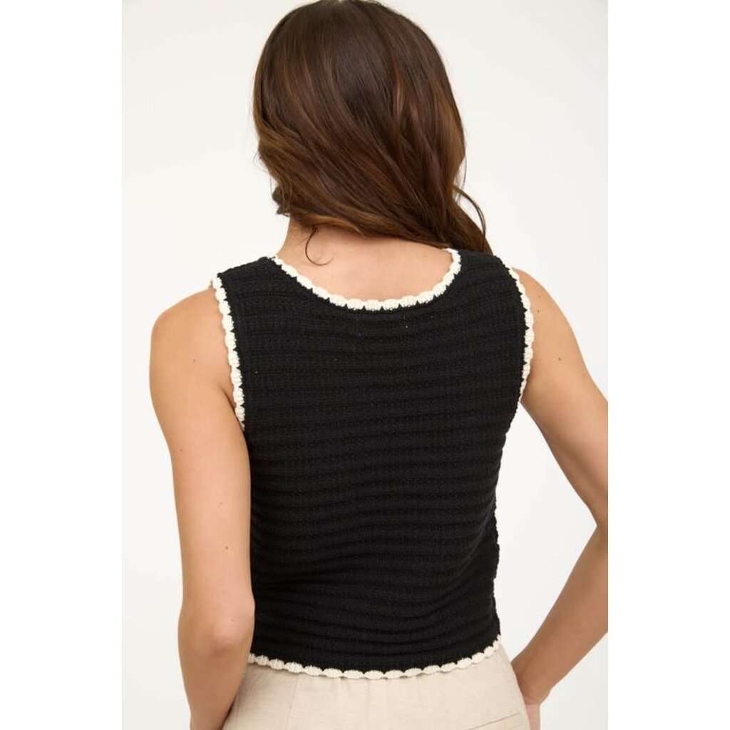 Blu Pepper Blu Pepper Crochet Knit Sleeveless Sweater Top