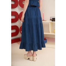 Blu Pepper Blu Pepper Elastic High Waist Tiered Midi Skirt