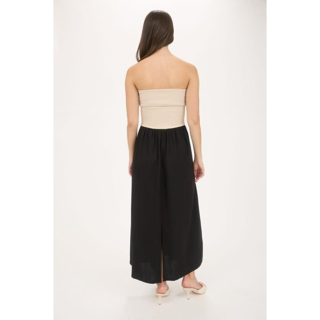 Blu Pepper Blu Pepper Strapless Fold Over Midi Dress