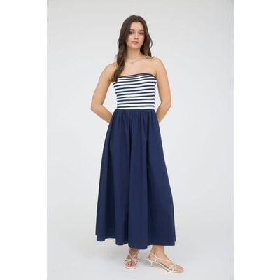 Blu Pepper Mix Media Midi Dress