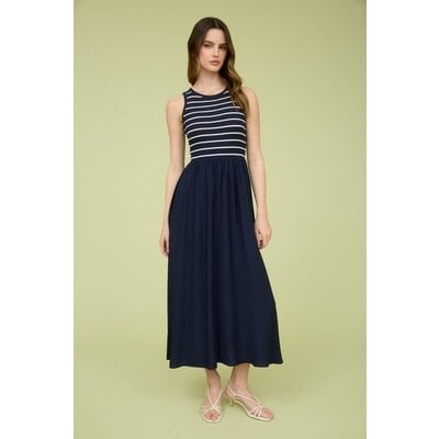 Blu Pepper Stripe Tank Midi Dress