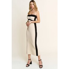 Hersy Hersy Ribbed Knit Colorblock Midi Tube Dress