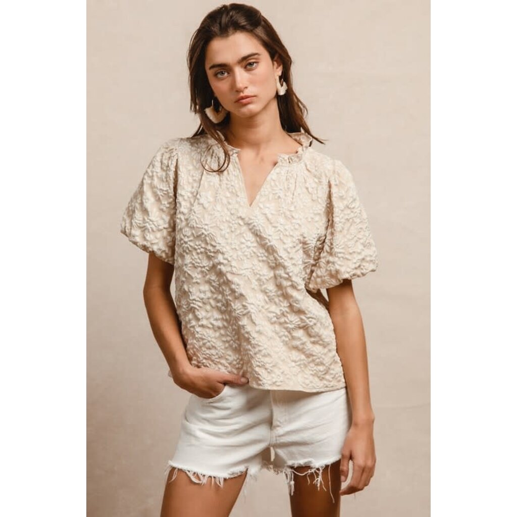 Bibi Bibi Floral Pattern Balloon Sleeve Top