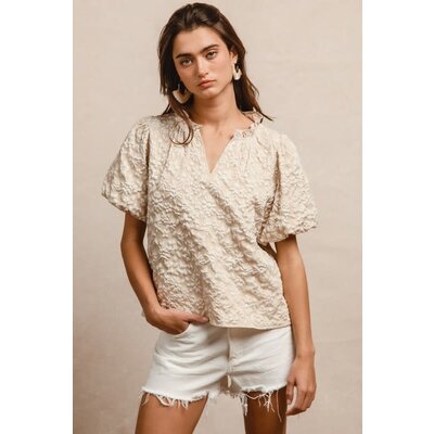 Bibi Floral Pattern Balloon Sleeve Top