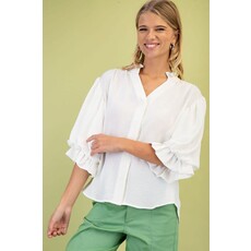 Gigio Gigio 3/4 Length Gathered Balloon Sleeve Blouse
