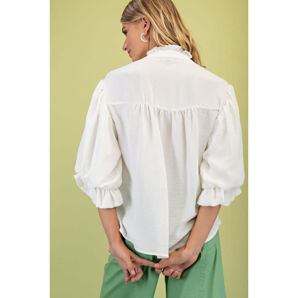 Gigio Gigio 3/4 Length Gathered Balloon Sleeve Blouse