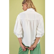 Gigio Gigio 3/4 Length Gathered Balloon Sleeve Blouse