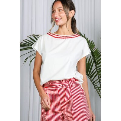 Vine & Love Braid Trim Detail Top