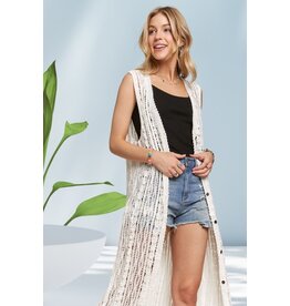 Adora Sleeveless Crochet Cardigan