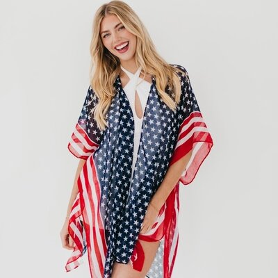 Pretty Simple American USA Flag Kimono