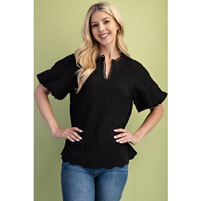 Gigio Textured Puff Sleeve Top