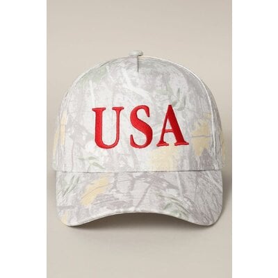 Fashion City USA Letter Embroidery Camo Print Hat