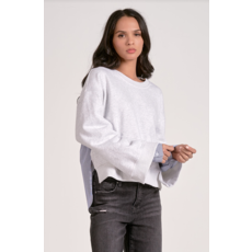 Elan Elan Long Sleeve Mix Media Top