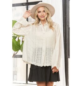 Adora Lace and Cotton Long Sleeve Blouse